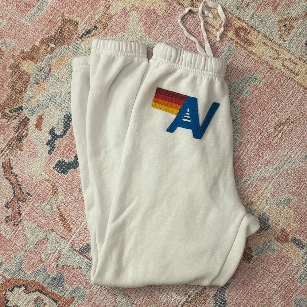 Aviator Nation White Sweatpants with Logo NEVER WORN